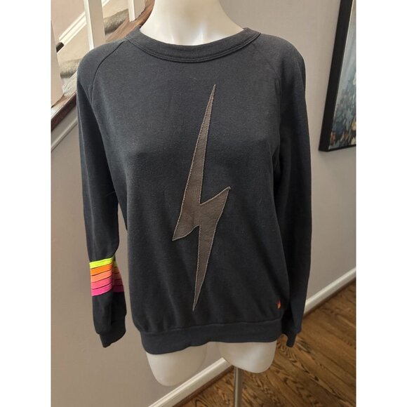 RARE Aviator Nation Bolt Chevron Sweatshirt Small - Picture 2 of 4